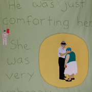 Audrey Mandelbaum, Just comforting (After Helen Levitt), 2010. Cotton embroidery on cotton fabric, 42x27 in.
